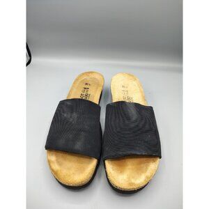 Naot Black Ipamena Cork Low Wedge Slip On Mule Sandals Comfort Shoes 7